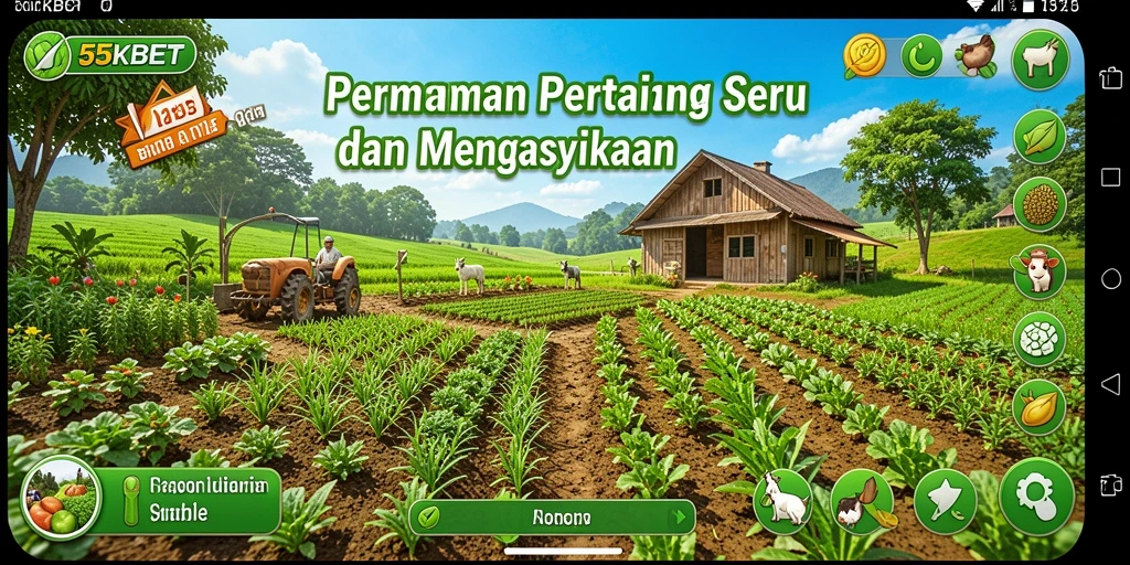 Tangkapan layar gameplay 55KBET dengan kegiatan pertanian yang menarik.