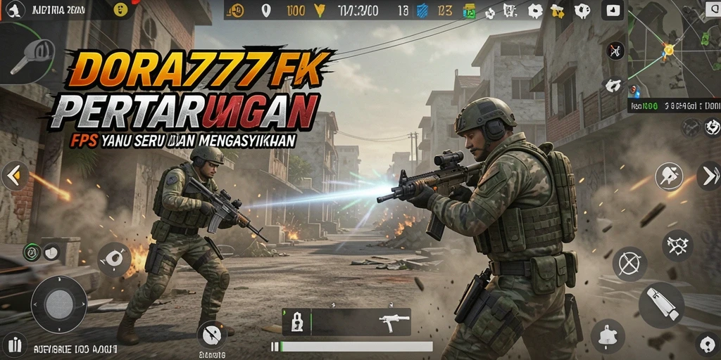 Tampilan layar permainan DORA77 dengan aksi FPS yang seru.