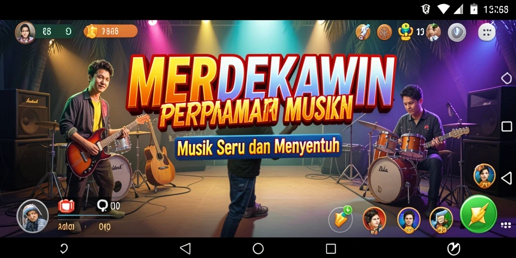 Tampilan gameplay seru dari MERDEKAWIN dengan tantangan musik.