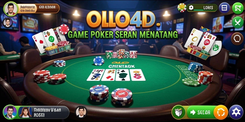 Tampilan utama <strong>OLLO4D</strong> menampilkan meja Poker yang seru dengan pemain aktif.