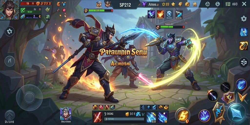 Tampilan seru gameplay SP212 dalam pertarungan arena MOBA.