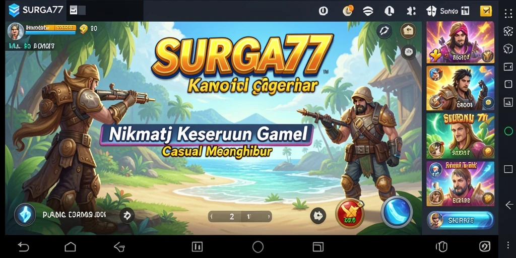 Tampilan gameplay SURGA77 yang seru dan penuh warna.